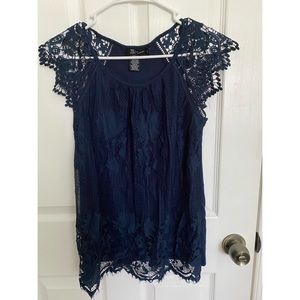 Navy lace blouse